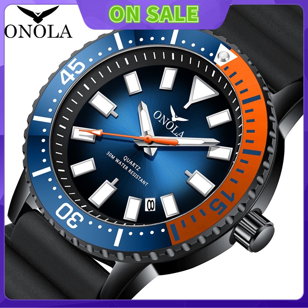 ONOLA 商務 休閒 爆款 男士手錶  防水 膠帶 直播 石英錶
