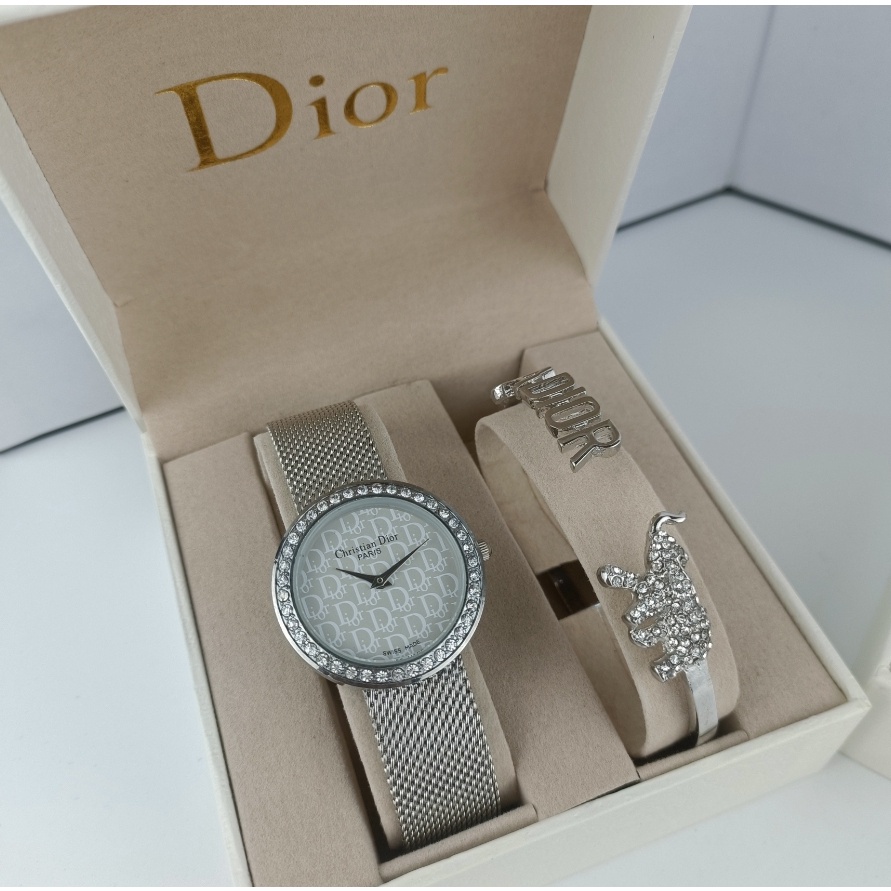 迪奧 Dior DIOR DIOR 時尚老花錶盤石英機芯石英商務女士手錶手鍊