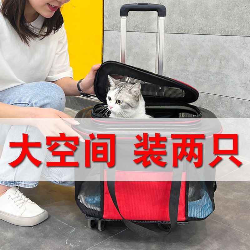 宠物貓包 外出便攜貓包透氣狗狗行李箱可摺疊拉桿箱貓咪外出包