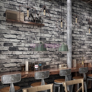 復古懷舊3d立體仿磚紋磚塊磚頭墻紙 咖啡廳酒吧服裝店紅磚壁紙背景JUNNYI