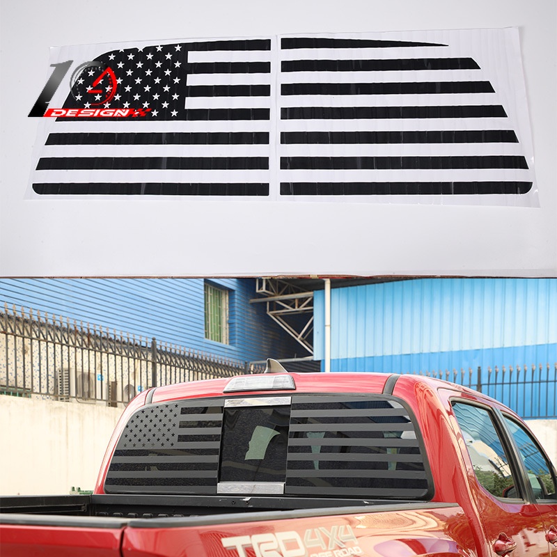 適用於16-20款 Toyota 豐田 Tacoma 塔庫瑪 後尾玻璃兩側貼紙 【美國國旗】 改裝飾件
