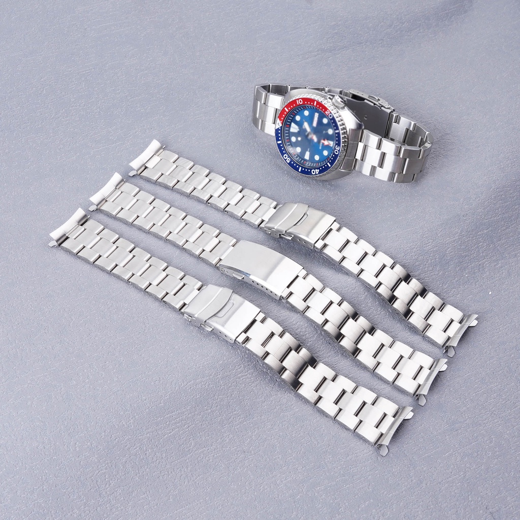 適用於 Seiko Turtle 鮑魚 海龜PADI 鏤空彎曲 精工 Turtle 鋼帶錶帶手鍊22mm