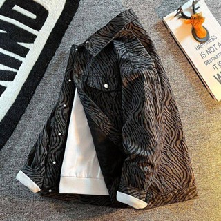 🌟Lovely愛出貨🌟 M~4XL牛仔外套男士春秋ins潮牌寬鬆痞帥條紋上衣韓版潮流百搭休閒夾克大尺碼 防風外套