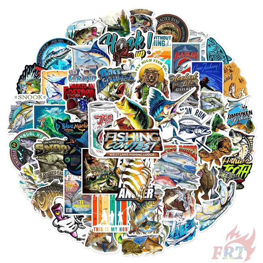 50個/套 ❉ 有趣的戶外釣魚藝術系列 02 貼紙 ❉ 防水 DIY 時尚貼花塗鴉貼紙