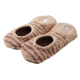 船襪女冬季加厚保暖可愛刺繡卡通珊瑚絨襪子矽膠防滑成人地板襪