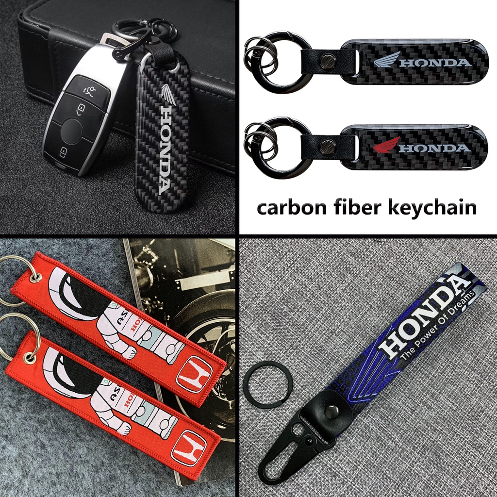 HONDA 刺繡碳纖維耐用織帶鑰匙圈鑰匙圈鑰匙扣鑰匙扣適用於本田摩托車和汽車