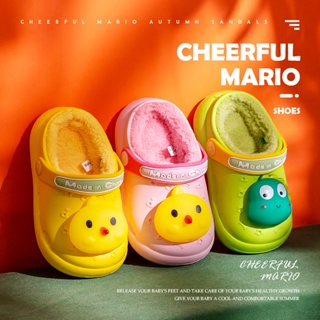 Cheerful Mario正品卡通嬰兒棉拖鞋鸭子防水軟底eva材質兒童冬季拖鞋0-36個月