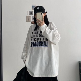 時尚字母極簡印花寬鬆長袖t恤女學生原宿風秋季上衣