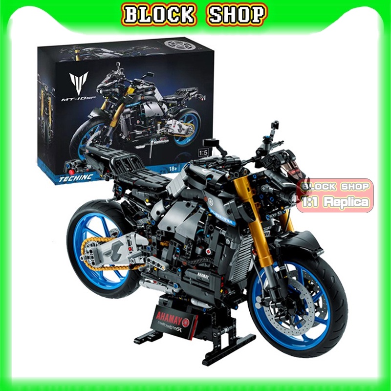 山葉 雅馬哈mt-10 SP機械組摩托車還原4缸發動機模型擺件成人男孩積木玩具