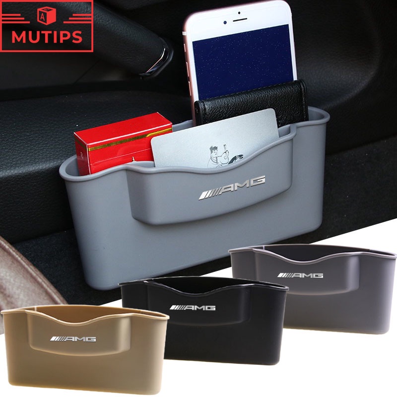梅賽德斯奔馳 AMG 汽車汽車座椅間隙側門塑料儲物盒卡片手機收納用於Benz W212 W204 W220 W218