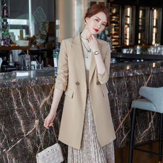 小西裝外套女2025年新款春秋時尚氣質大衣韓版中長款休閑西服風衣|西裝外套女|黑色西裝外套|休閒西裝外套