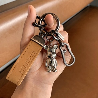 網紅創意暴力熊鑰匙扣掛件高檔翻毛皮汽車鑰匙鏈男女情侶揹包掛飾 xOMm