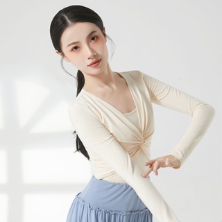 【人魚線】兩件套背心罩衫瑜伽服 女健身長袖T恤 氣質古典現代舞蹈練功上衣