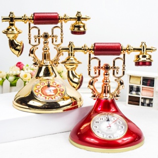 電話機時鐘擺件客廳歐式簡約現代座鐘復古尚個性創意學生鬧鐘