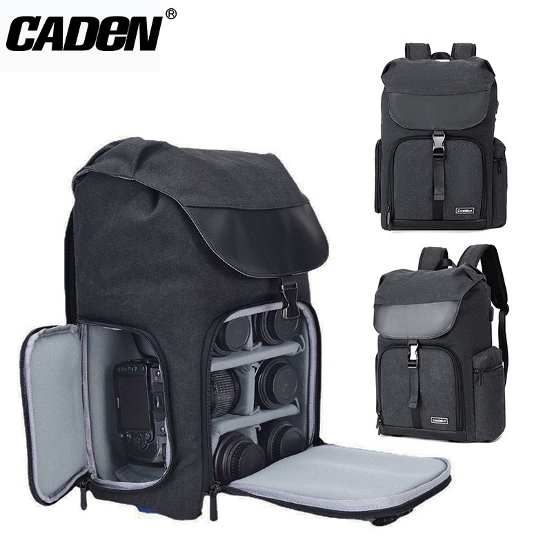 卡登雙肩帆布相機包 戶外大容量上下分倉單眼相機背包攝影包