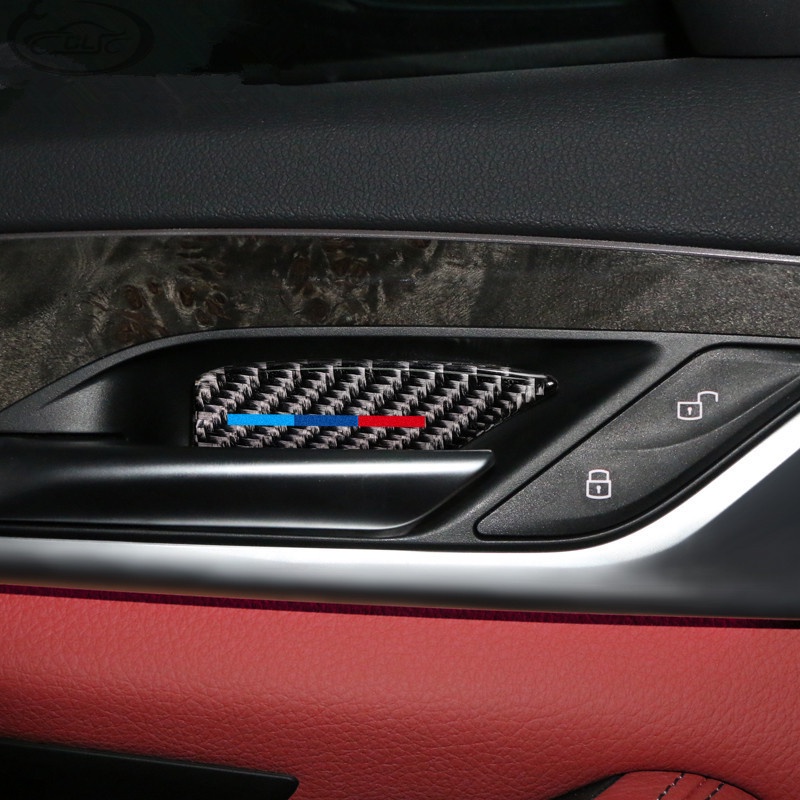 適用BMW 寶馬5系G30碳纖維內門腕貼 汽車門把手門碗面板碳纖維裝飾貼