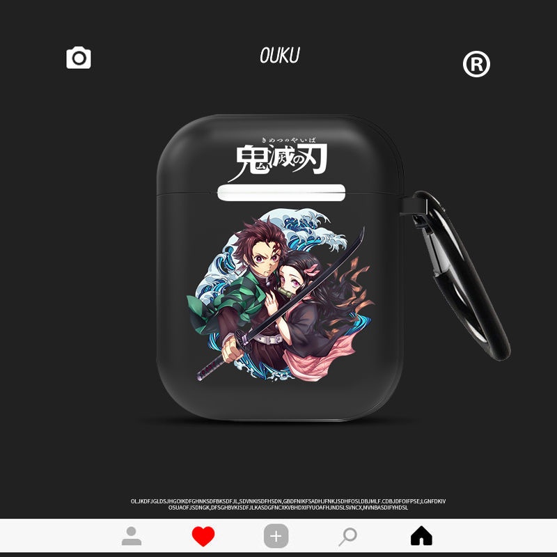 鬼滅之刃適用airpods 1/2代蘋果藍牙保護套airpods Pro3代卡通動漫矽膠磨砂殼 藍牙耳機套 耳機殼矽膠軟