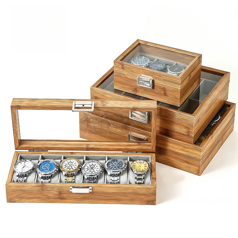 現貨批發木質手錶收納盒竹木手串盒木紋手錶禮盒高檔手錶包裝盒