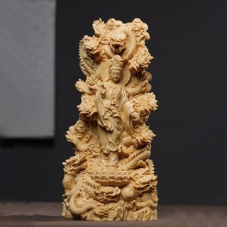 實木雕刻佛像 檜木九龍觀音特大號普賢菩薩佛堂傢用供奉擺件木鵰傢居裝飾品送禮