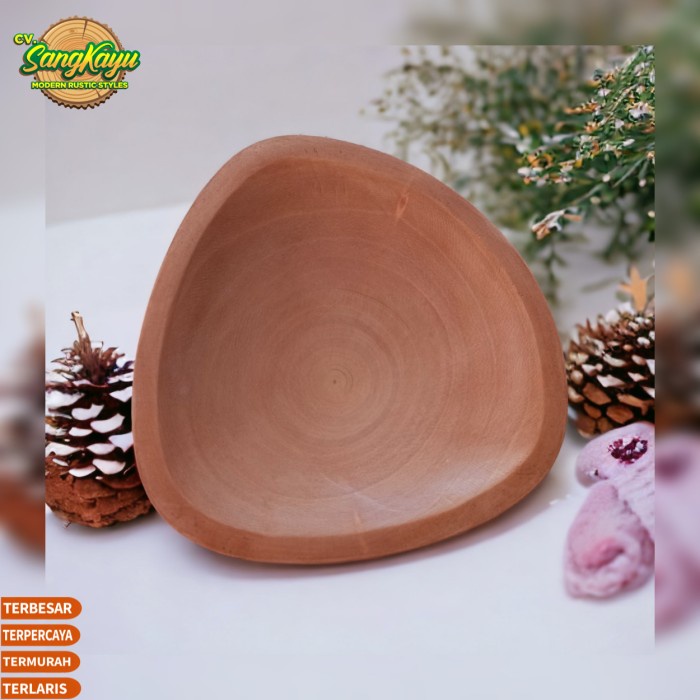 Kayu 木製餐盤 17-18cm 三角形木盤獨特的餐盤 8