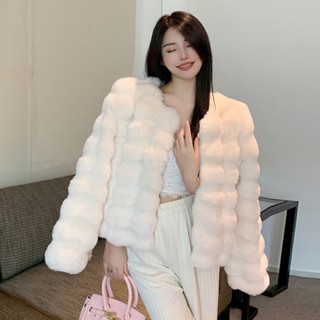 【❤️桃喜Rich現貨】冬季新款加厚 女裝上衣 韓版女百搭大衣 獺兔毛大衣 水貂絨毛 短款外套 仿皮草外套