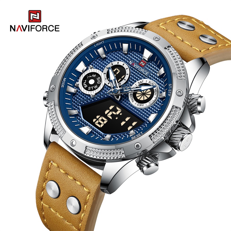 Naviforce 9224 全新男士手錶時尚運動防水石英手錶 LED 數字運動男時鐘