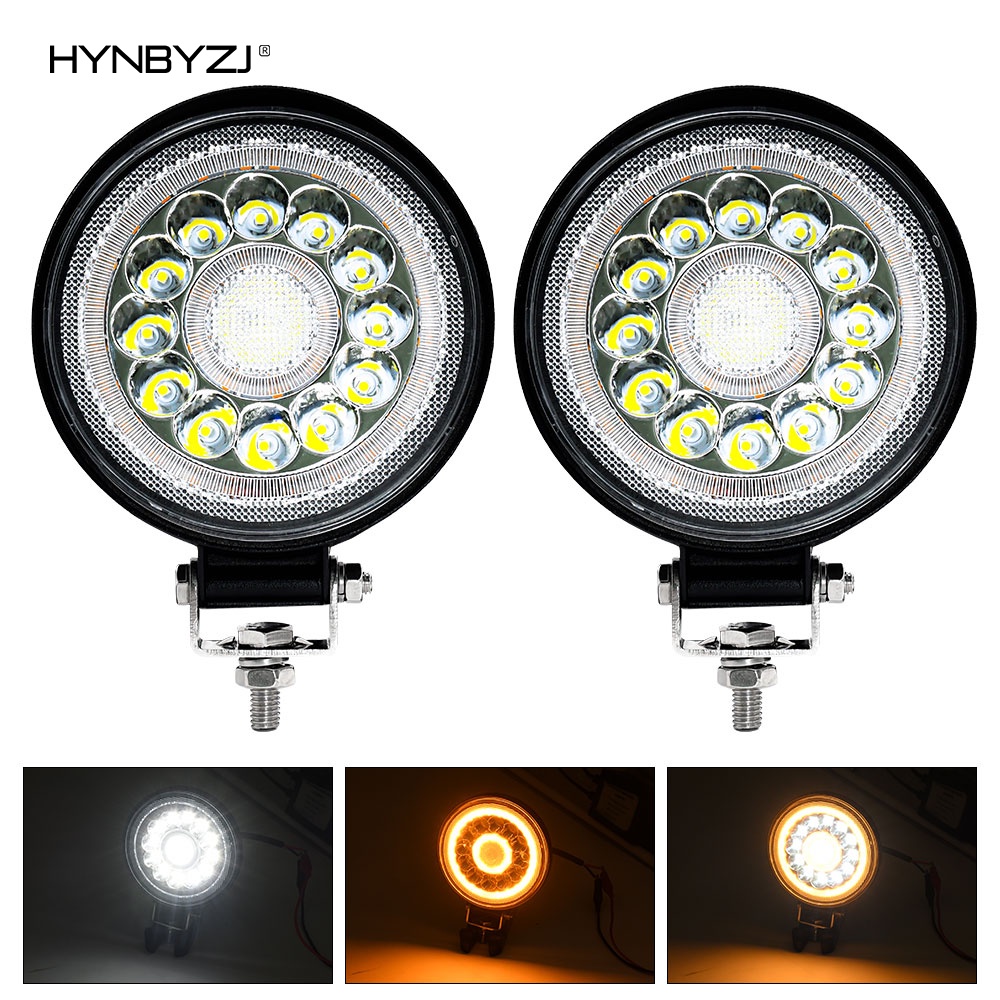 Hynbyzj 汽車工作燈 200W LED 燈圓形 LED 越野 LED 燈條 4 英寸點泛光霧燈 12V 24V 越