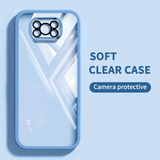 XIAOMI YBD 彩色透明手機殼適用於小米 POCO X3 Pro POCO X3 NFC 全覆蓋相機帶鏡頭保護矽膠