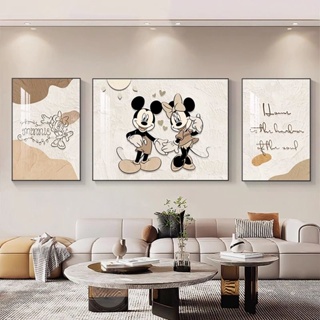 【藝術工坊】米奇客廳裝飾畫現代輕奢創意沙發背景牆掛畫米老鼠卡通三聯畫壁畫