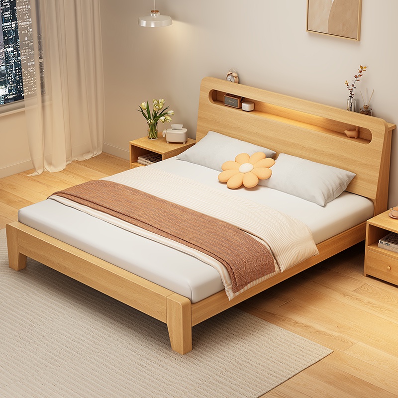 【現貨✨免運】實木床 簡約現代1米8雙人床 出租房床 家用卧室大床 經濟型1.5米板式  儲物單人床