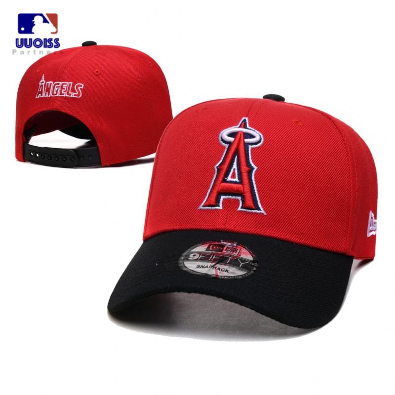 【UUOISS】MLB 洛杉磯安納海姆天使棒球帽中性平頂帽帽子可調節後扣運動刺繡