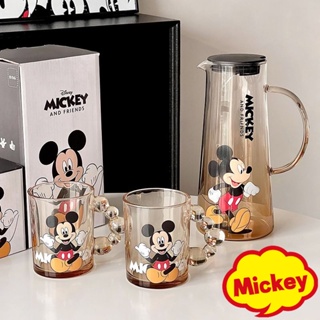 Graby2024【NEW】迪士尼米奇玻璃水壺水杯咖啡壺牛奶杯果汁壺冷水壺套裝水壺水杯家用時尚高檔Mickey玻璃杯客廳