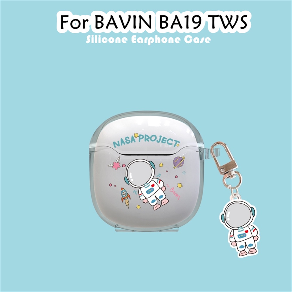【潮流正面】適用於 Bavin BA19 TWS 手機殼透明夏季風格卡通軟矽膠耳機殼外殼保護套
