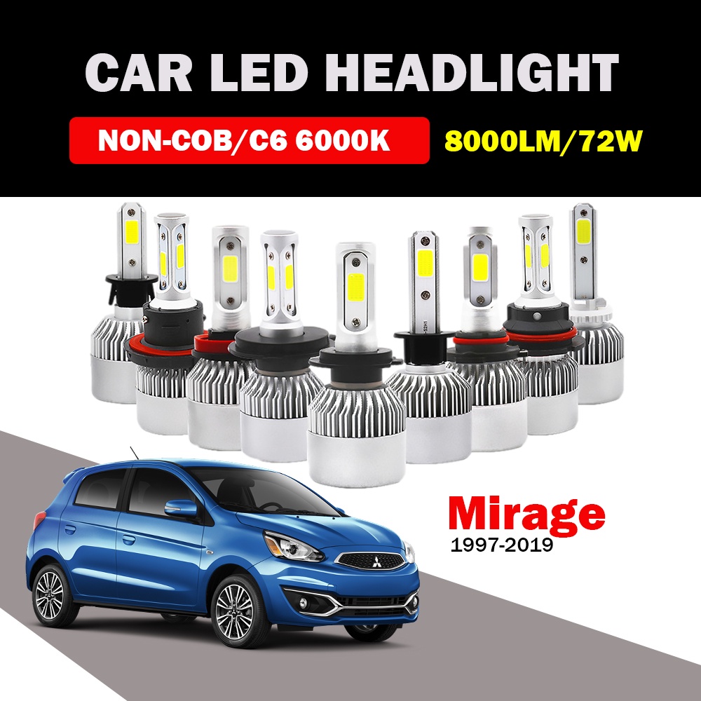 [2PCS] 適用於 Mitsubishi Mirage 1997-2019 LED 汽車大燈高/低光束燈泡 8000L