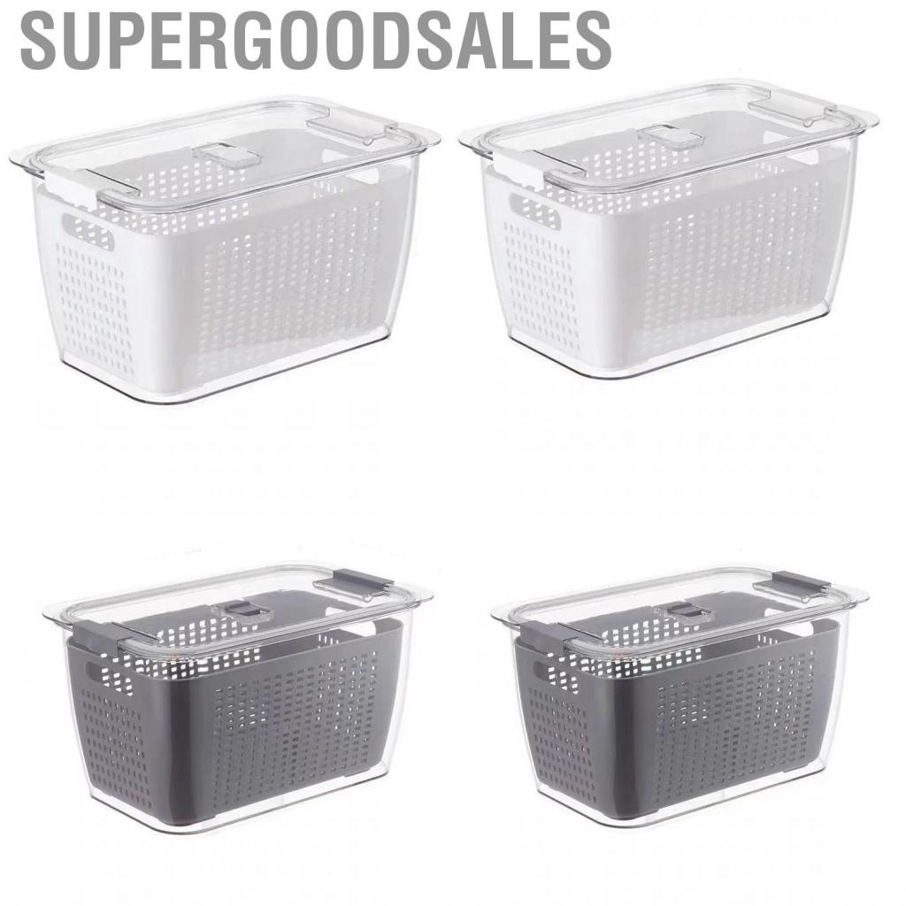 Supergoodsales 瀝水籃 2 層日式廚房冰箱蔬菜收納盒附過濾器
