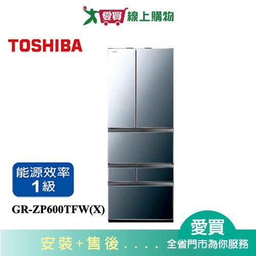 TOSHIBA東芝601L六門變頻玻璃冰箱GR-ZP600TFW(X)含配送+安裝【愛買】