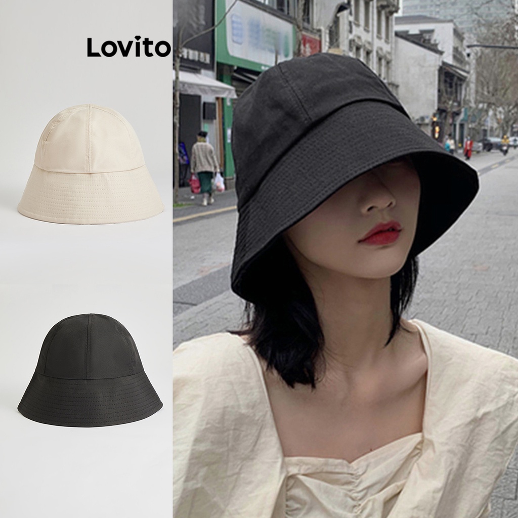 Lovito 女士休閒素色基本款多用途帽子 L63AD264 (白色/黑色)