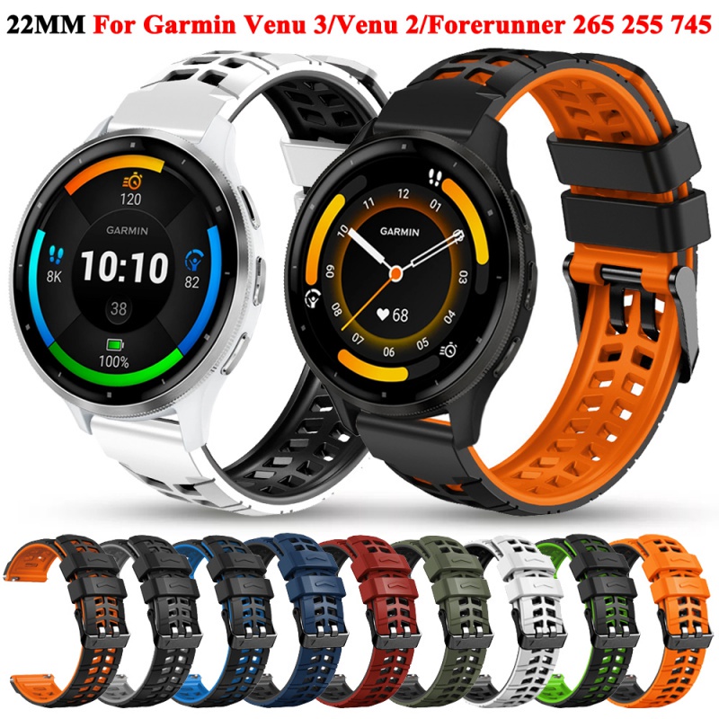 22 毫米矽膠錶帶適用於 Garmin Venu 3 Venu3 /Venu 2 Venu2 替換智能手錶錶帶腕帶手鍊皮