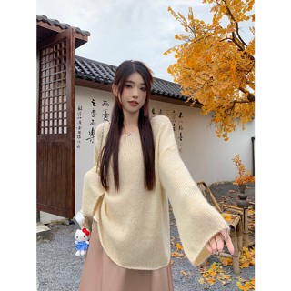 3961#韓系溫柔風馬海毛長袖針織衫寬鬆百搭女秋季2025新款慵懶風上衣