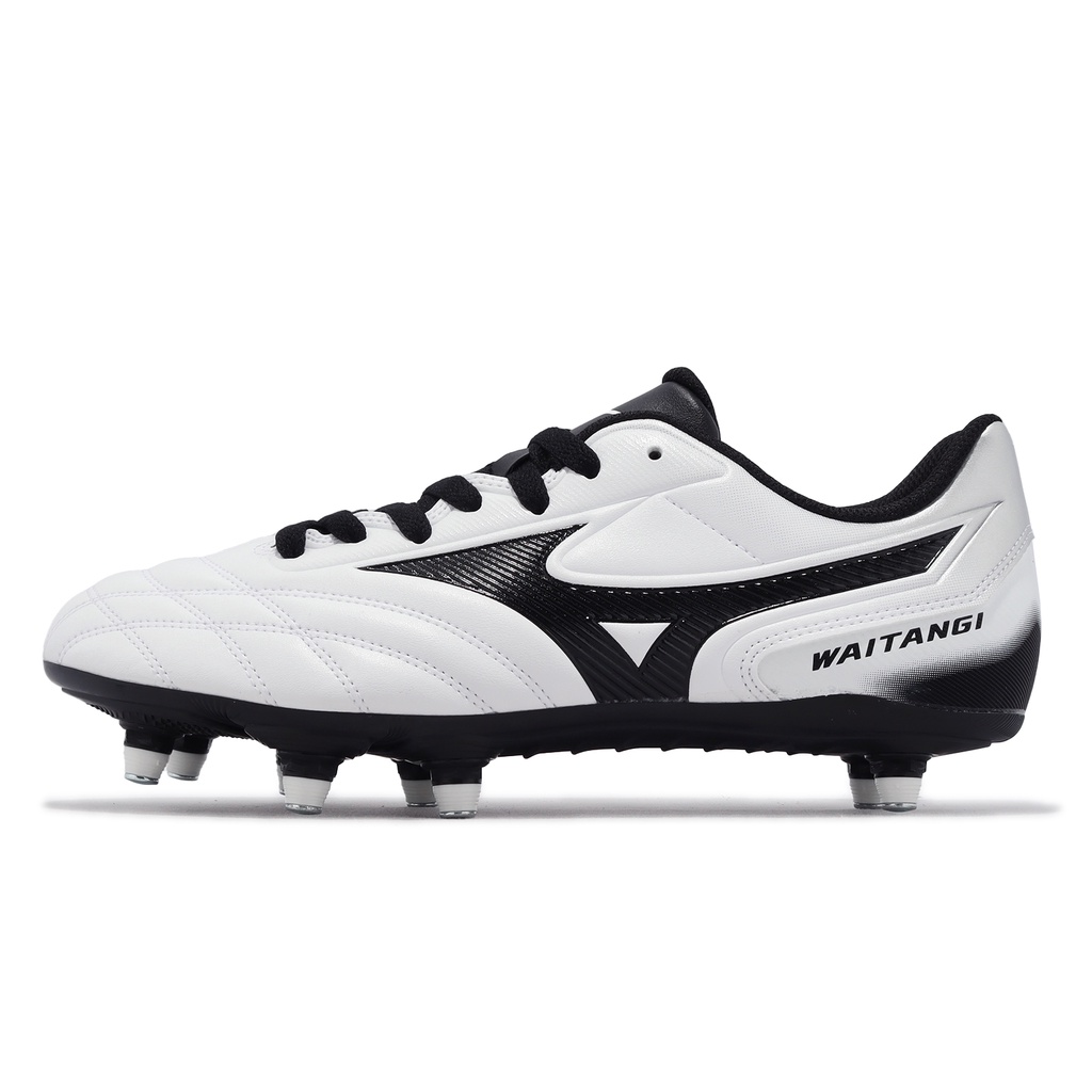 Mizuno 橄欖球鞋 Waitangi II CL 超寬楦 美津濃 白 黑 可換釘 男鞋 R1GA2001-09