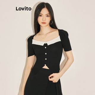 Lovito 女士休閒素色寶石拼色針織上衣 L61AD012(灰白色/紫色/黑色)