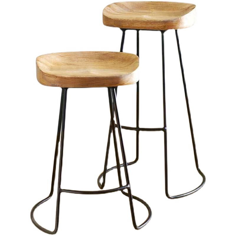 『Royal_Furniture』歐式現代簡約吧台椅實木家用酒吧創意咖啡休閑餐凳復古鐵藝高腳椅