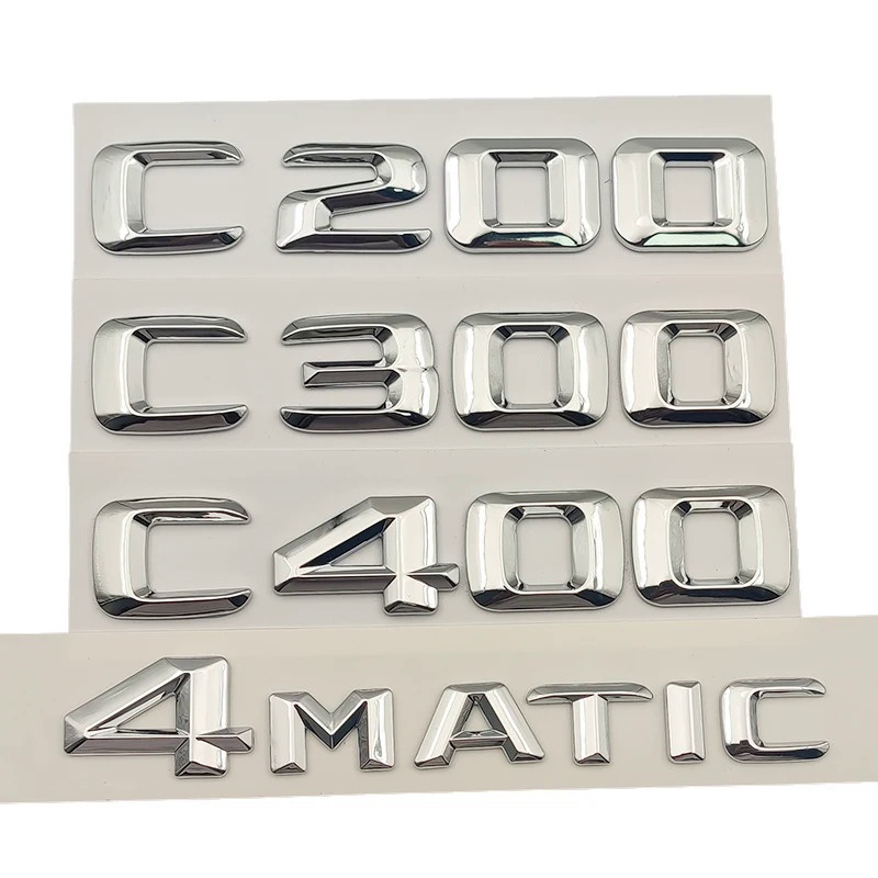 3d ABS 鍍鉻字母汽車後備箱標誌徽章貼紙 C200 C300 C400 4MATIC 標誌徽章貼紙 C CLASS
