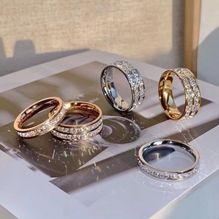 不銹鋼戒指女情侶戒指鋯石鈦鋼戒指女時尚戒指禮物