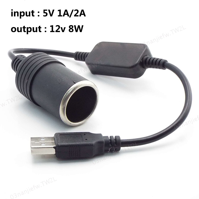 0.3m/1m GPS 插座連接器電纜 USB 端口 5V A 型公頭到 12V 到汽車移動電源適配器轉換器 TW2L