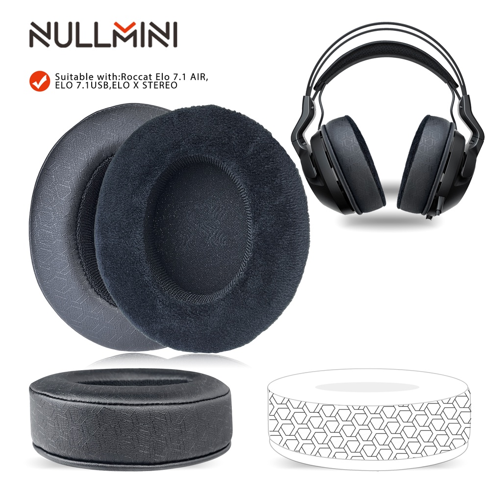 Nullmini 替換耳墊適用於 Roccat ELO 7.1 AIR、ELO 7.1 耳機冷卻凝膠耳罩耳罩頭帶頭梁耳機