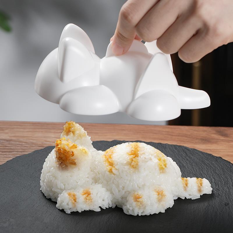 日本進口貓咪飯糰模具食品級安全兒童寶寶餵飯米飯可愛動物模具飯糰