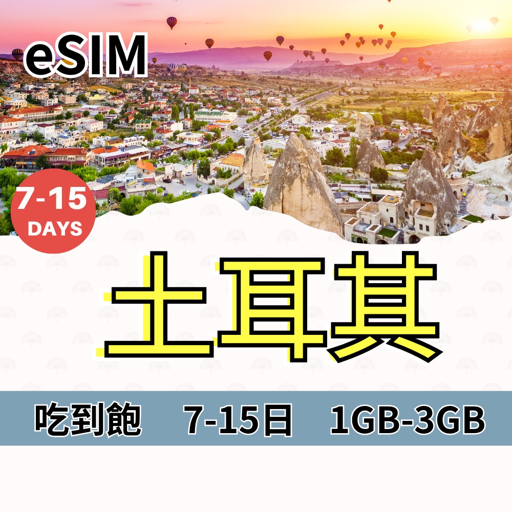 eSIM 7-15日 土耳其上網吃到飽  土耳其旅遊上網 Turk Telekom電信 免綁約 掃描QR即可使用