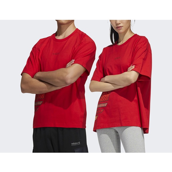 Adidas CNY Tee HC0573 男女 短袖上衣 T恤 國際版 經典 Originals 窗花設計 紅