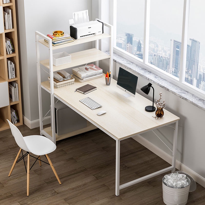 興前商城 簡易電腦桌上型桌家用簡約租屋一體桌書桌書架組合臥室桌學生桌